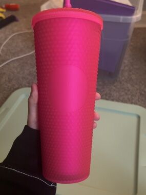 Starbucks Neon Pink Studded Reusable Tumbler with Straw